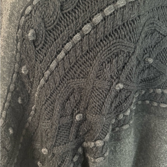 Anthropologie Sleeping on snow Poncho cabled cotillion wool alpaca pullover NWOT - Picture 6 of 14